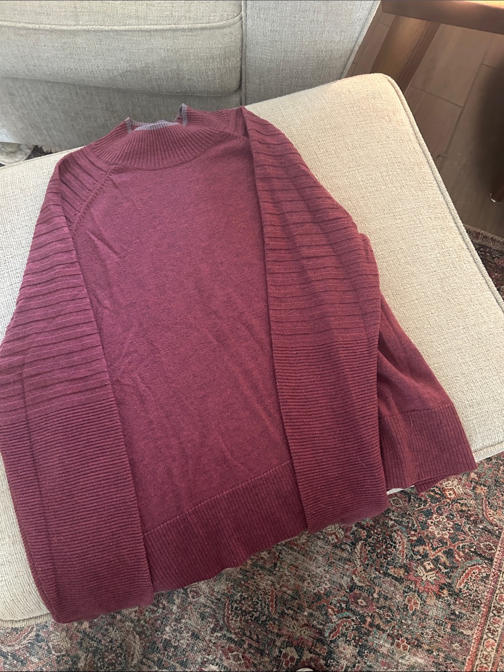 Smartwool Women's Ribbed-Sleeve Mock Neck Sweater - Burgundy